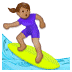 🏄🏽‍♀️ woman surfing: medium skin tone display on Samsung